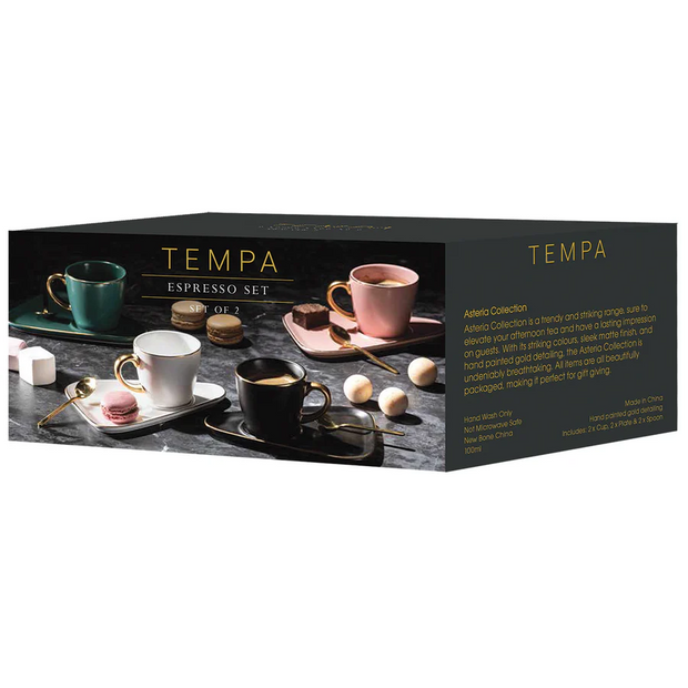 Tempa Asteria Black Espresso Set - Set of 2