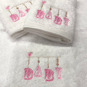 Pilbeam Jiggle & Giggle Pink Baby Embroidered 3 Face Washer Pack