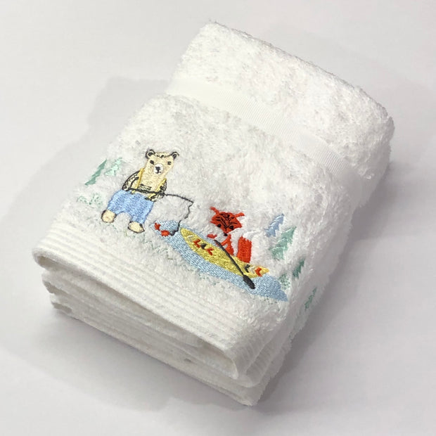 Pilbeam Jiggle & Giggle Bear & Fox Baby Embroidered 3 Face Washer Pack