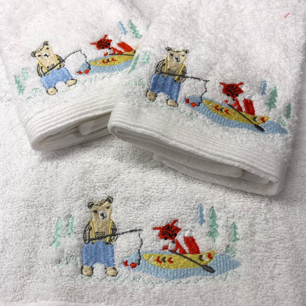 Pilbeam Jiggle & Giggle Bear & Fox Baby Embroidered 3 Face Washer Pack