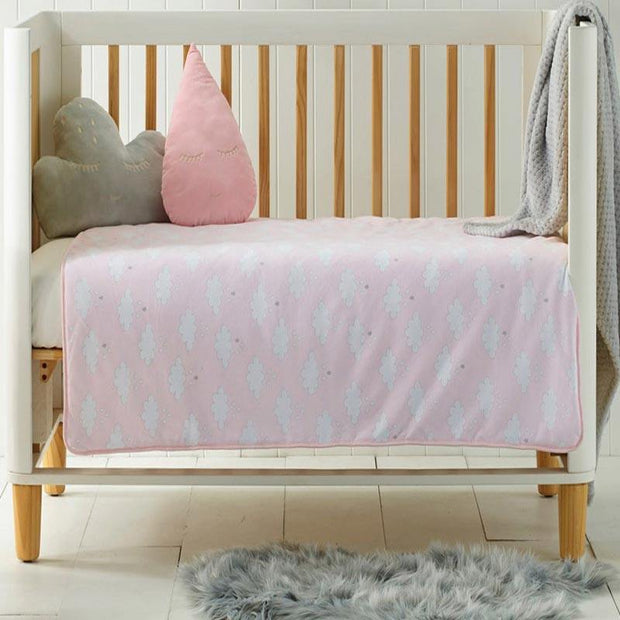 Jiggle & Giggle Cot Comforter Jersey Pink Cloud