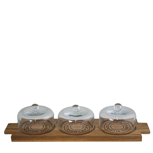 S&P Fromage 46x14cm Wooden Cheese Board With 3 Domes