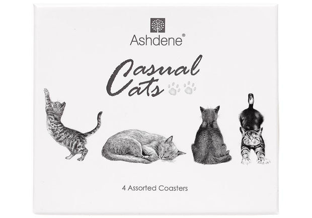 Ashdene Casual Cats 4pk Coaster