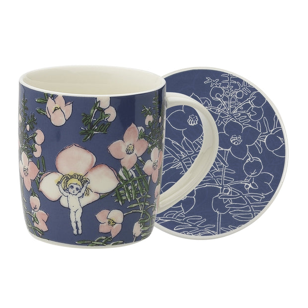 May Gibbs Flower Babies Blue Mug & Coaster