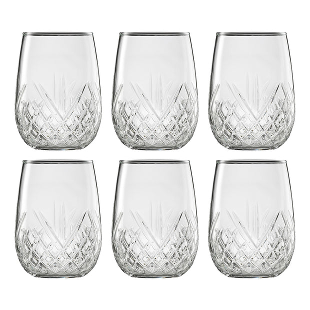 Carmen Set of 6 Stemless Wine Glasses 490ml