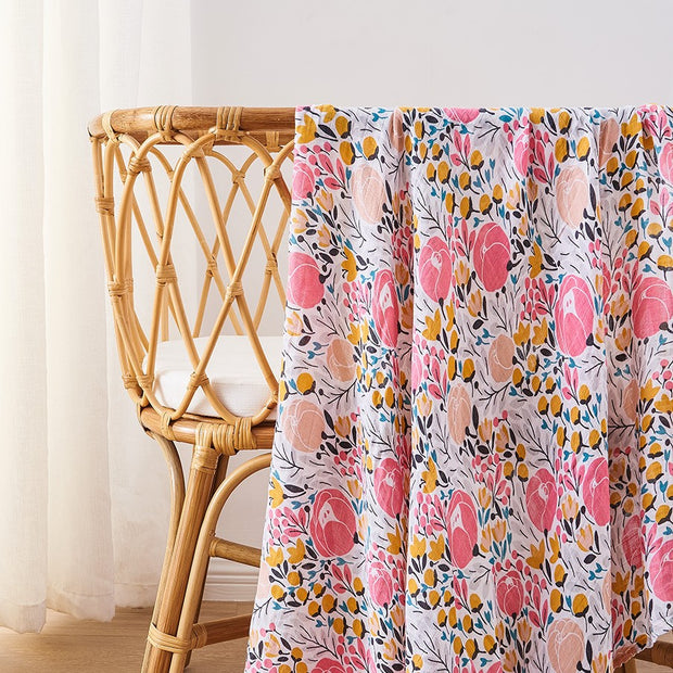 Hello Chester Muslin Swaddle Blanket - Blooming