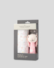 Little Linen Co Muslin Wrap & Crinkle Toy - Ballerina Bunny