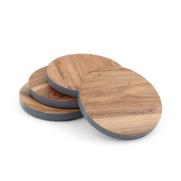 Thirstystone Grey Rim Wood Coasters