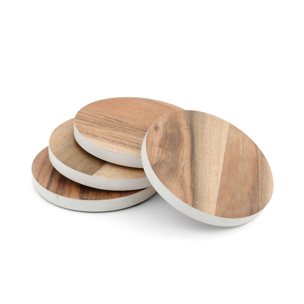 Thirstystone White Rim Wood Coasters