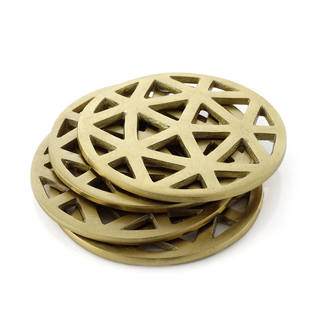 Thirstystone Gold Geometric Cut Coaster Set