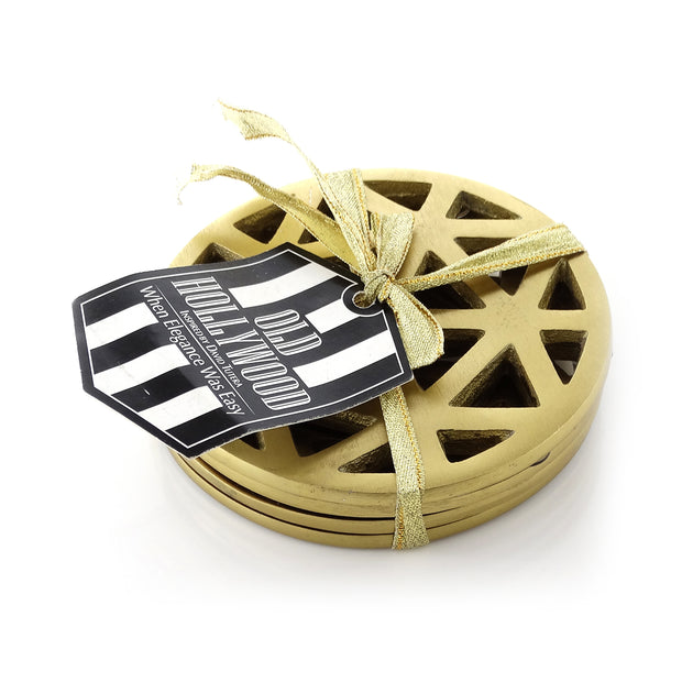Thirstystone Gold Geometric Cut Coaster Set