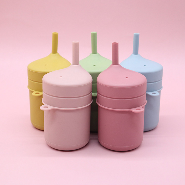 Hello Chester Dusty Blue Silicone Straw Cup